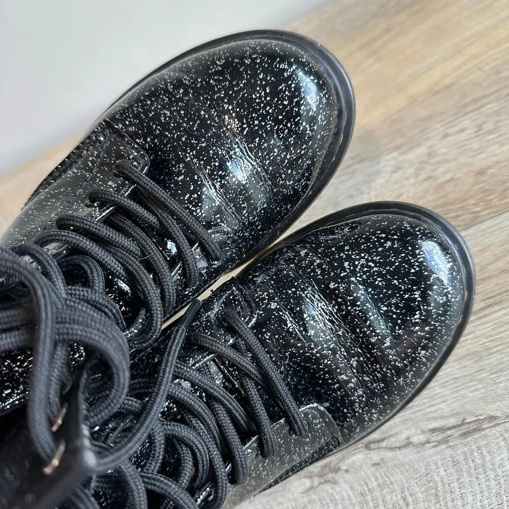 Dr. Marten's 1460 Lace Up Fashion Boot Black Cosmic Glitter US 3